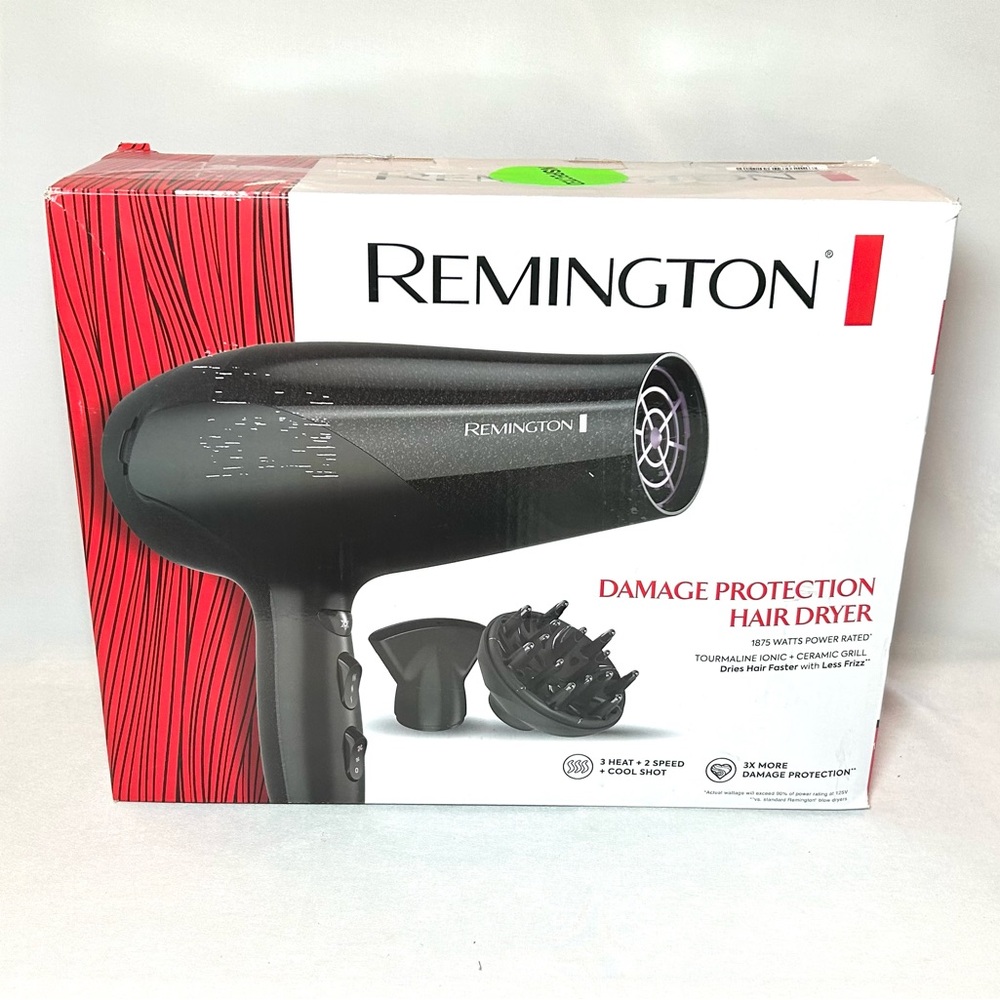 New, Remington Damage Protection Hair Dryer. Tourmaline Ionic & Ceramic Grill